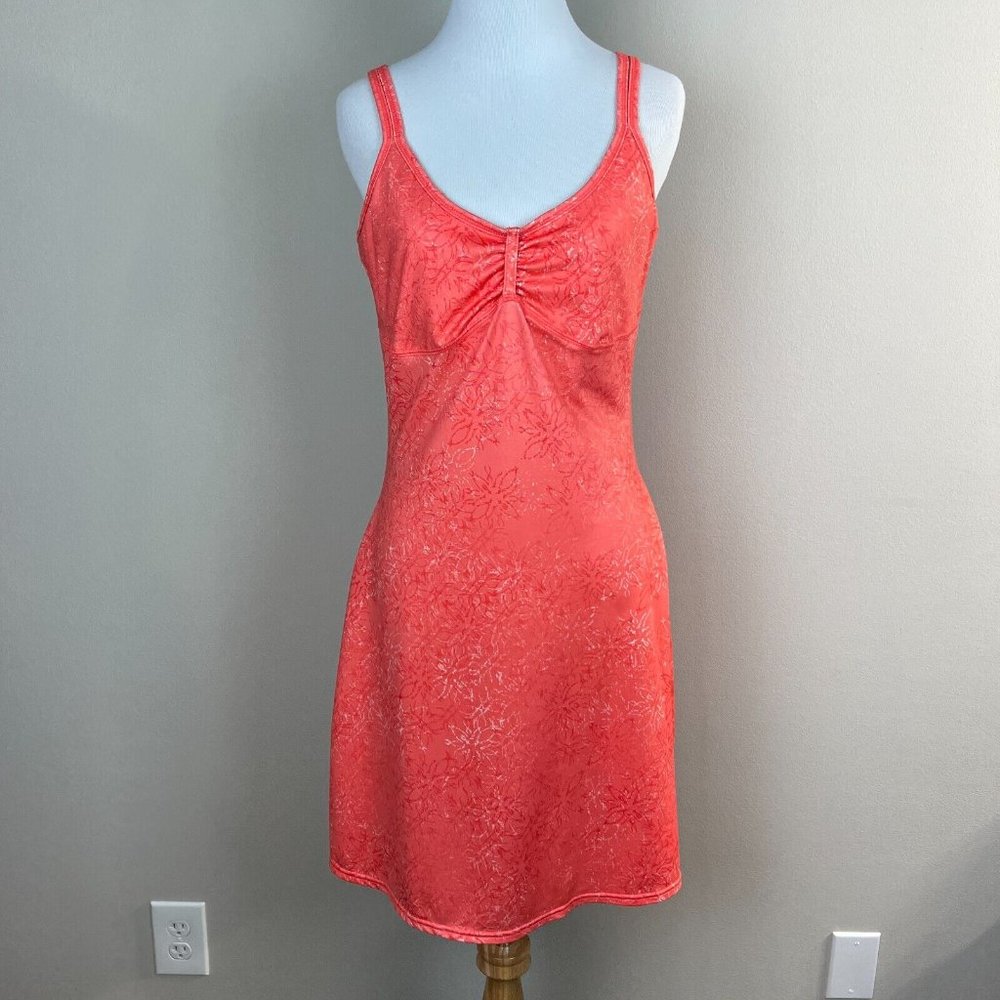 Mountain Hardwear Dress Small Orange Floral A-Line Stretch Athletic Built In Bra